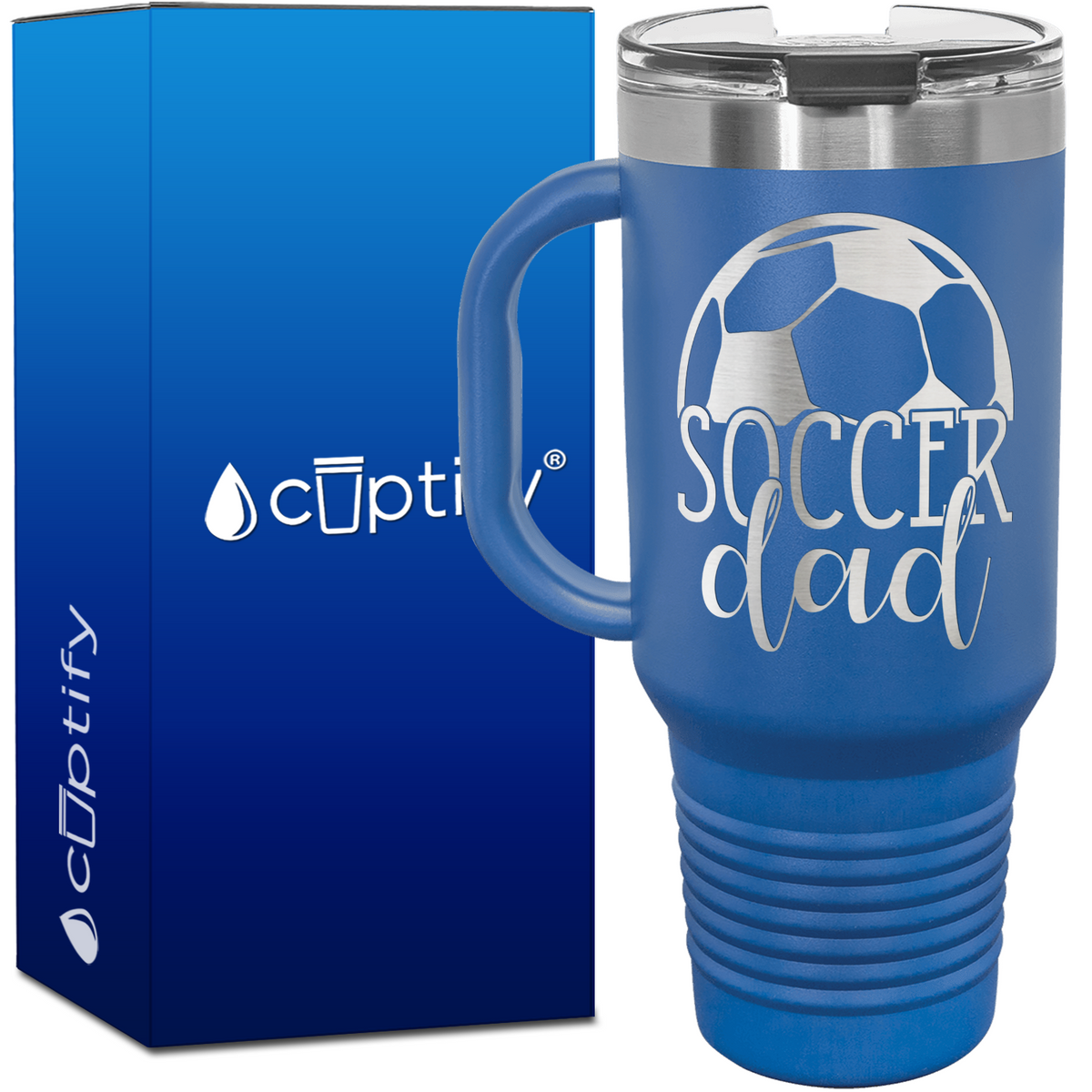 Soccer Dad with Ball on Top 40oz Soccer Travel Mug