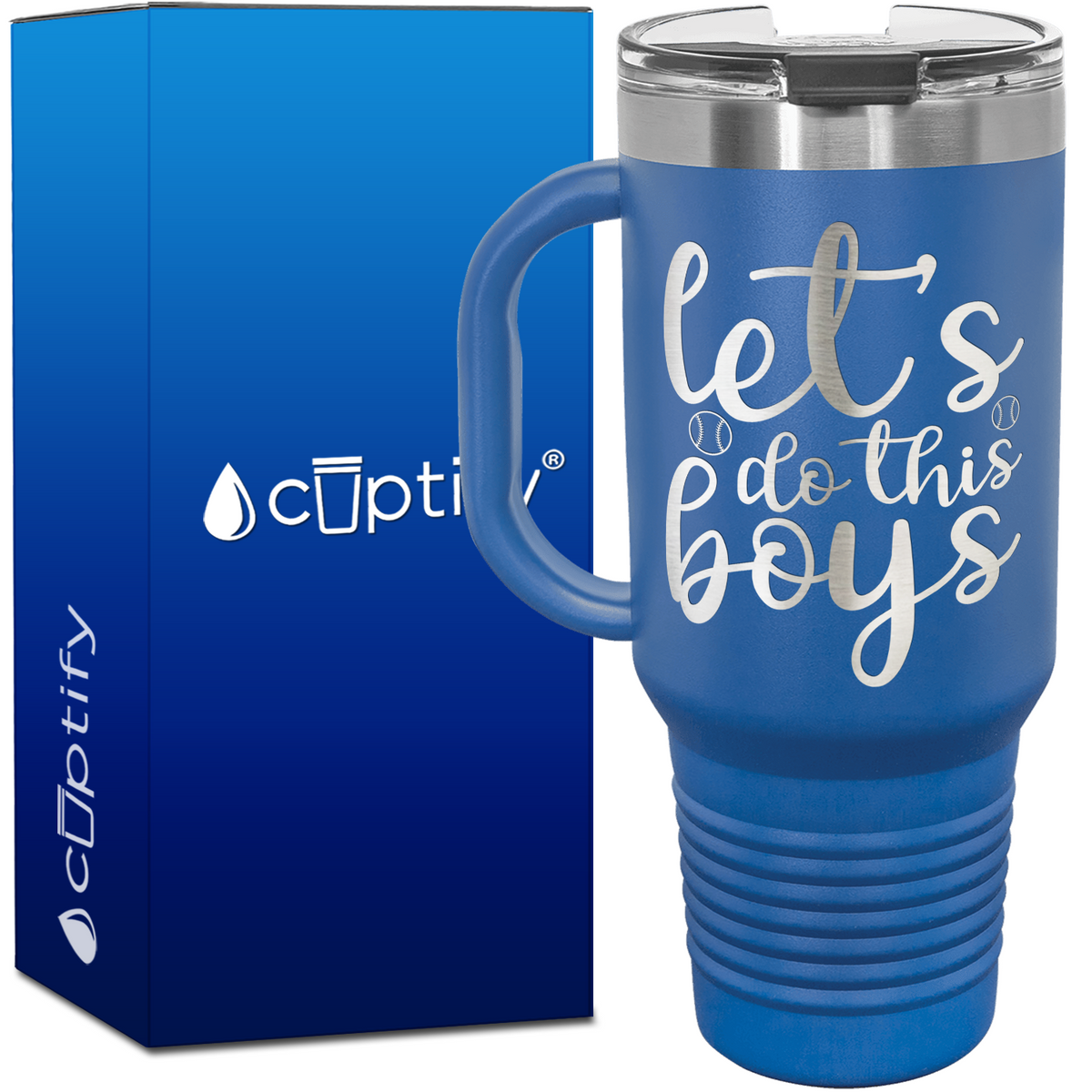 Let's Do This Boys Baseball 40oz Baseball Travel Mug