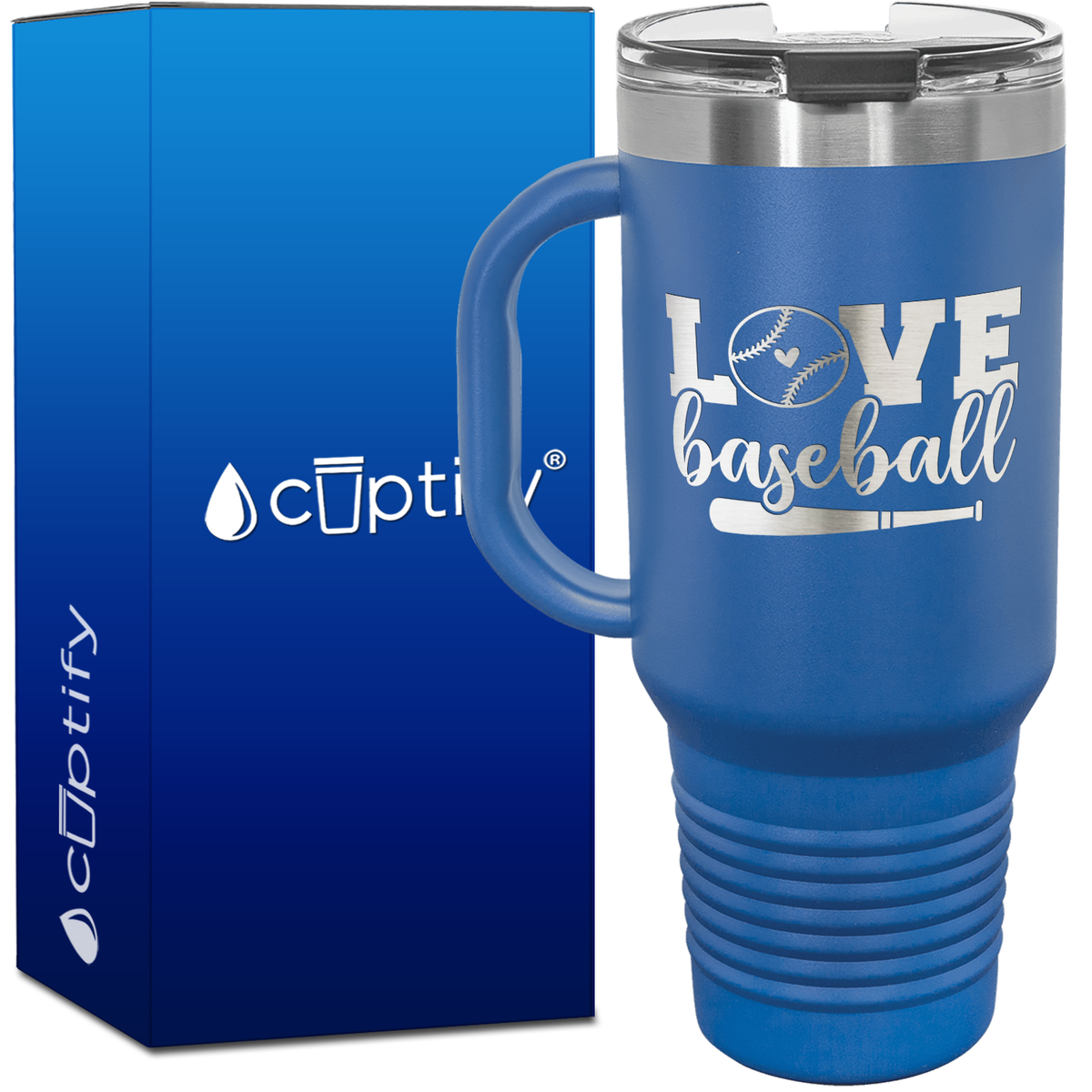 Love Baseball Bat and Ball 40oz Baseball Travel Mug