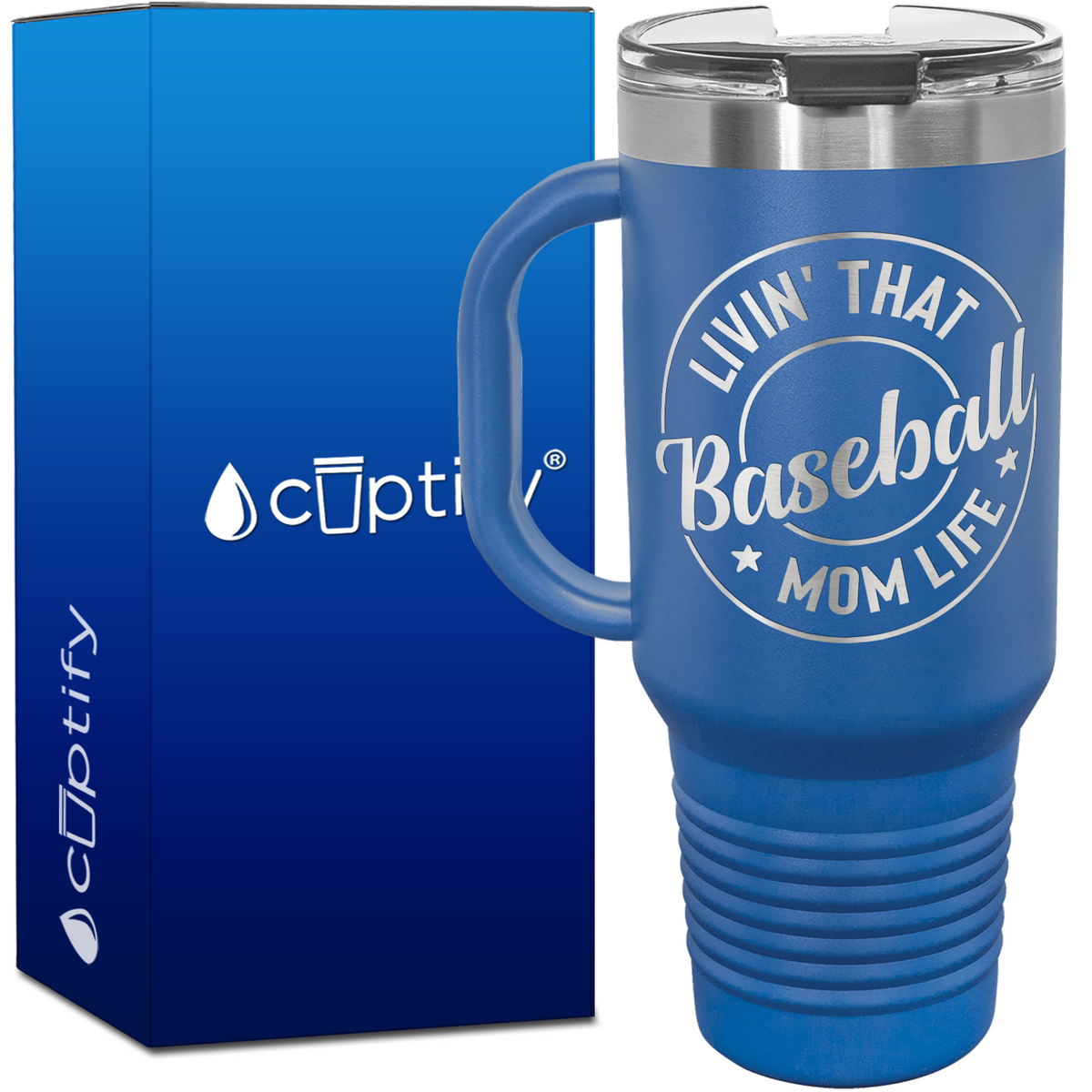 Livin' That Baseball Mom Life Circle 40oz Baseball Travel Mug