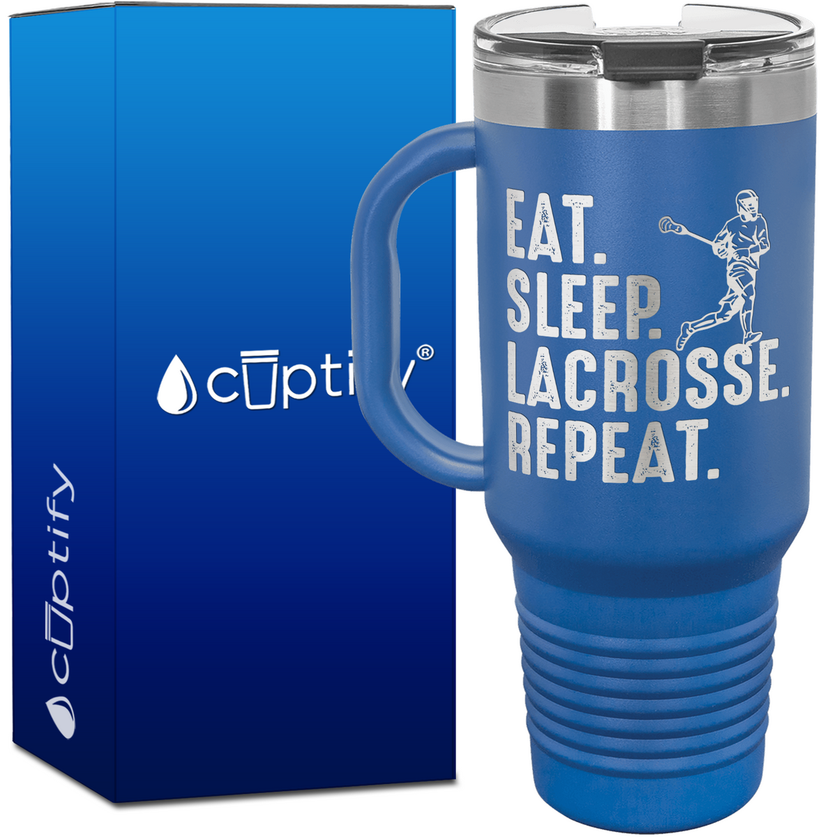 Eat. Sleep. Lacrosse. Repeat. 40oz Lacrosse Travel Mug