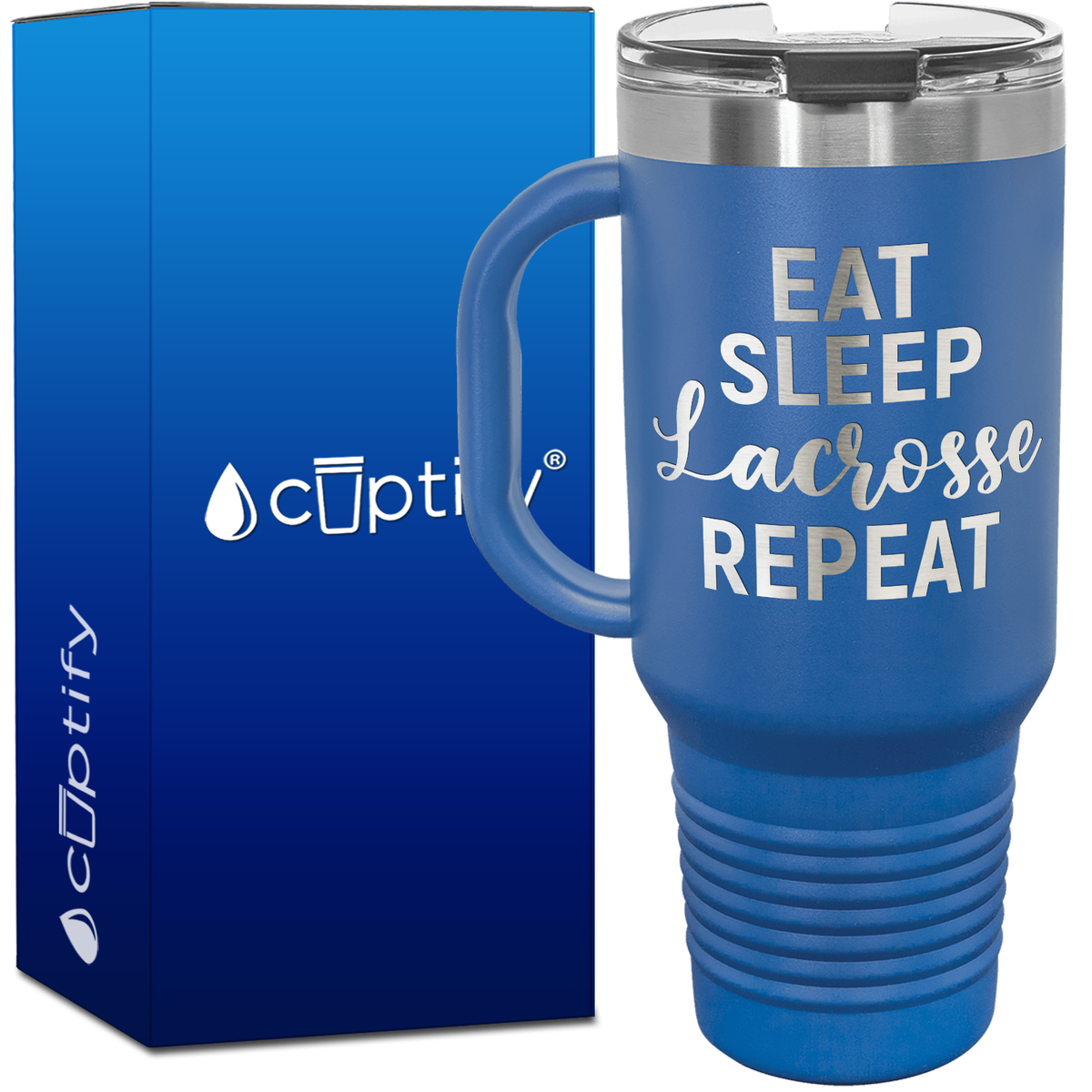 Eat Sleep Lacrosse Repeat Curly 40oz Lacrosse Travel Mug