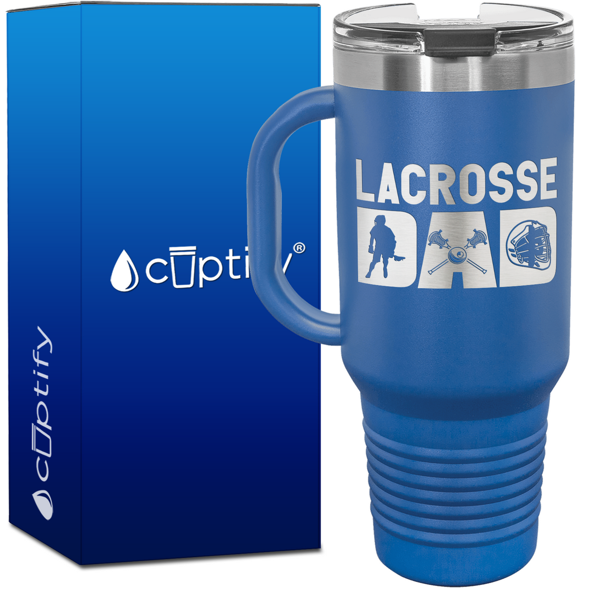 Lacrosse Dad with Silhouette 40oz Lacrosse Travel Mug