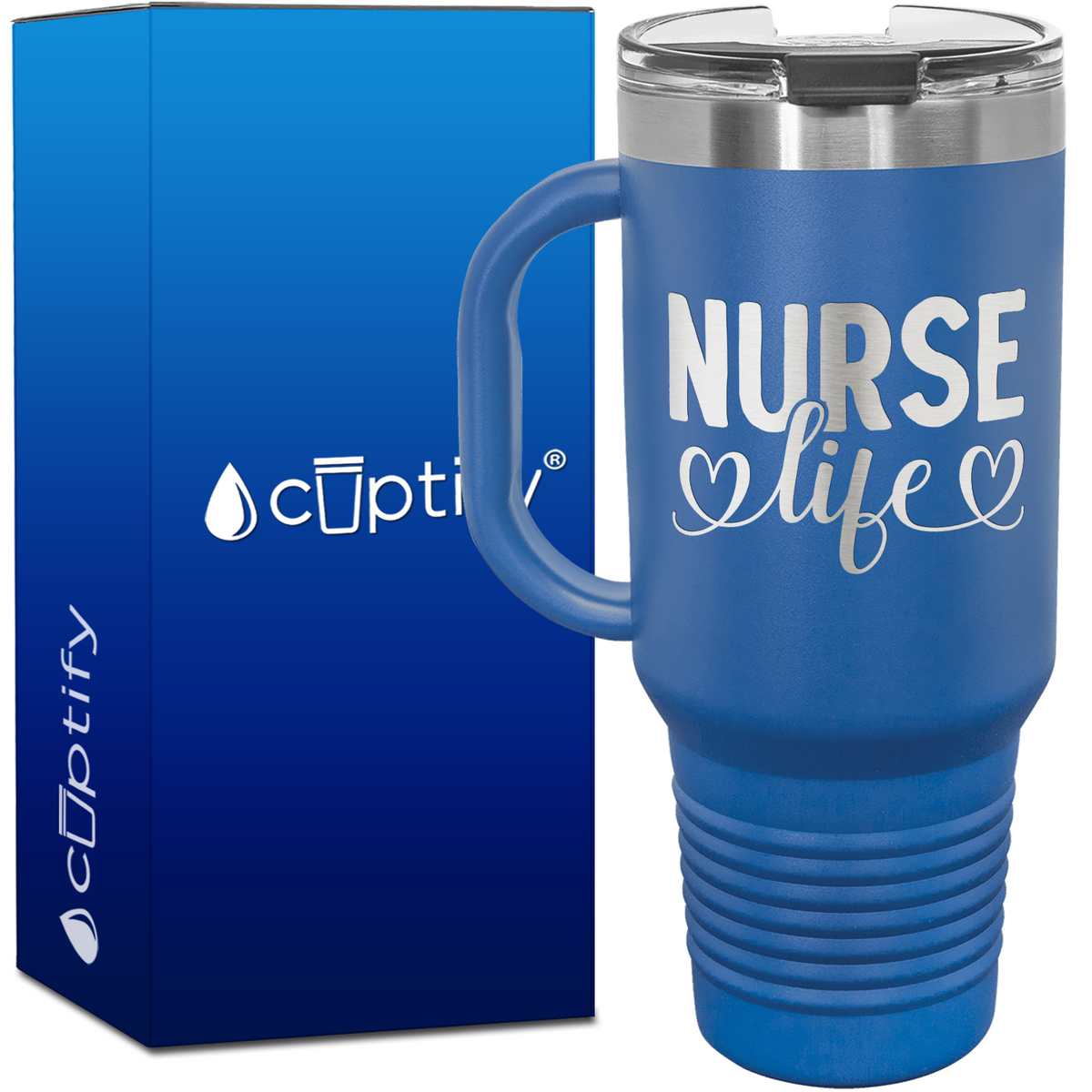 Nurse Life Hearts 40oz Nurse Travel Mug
