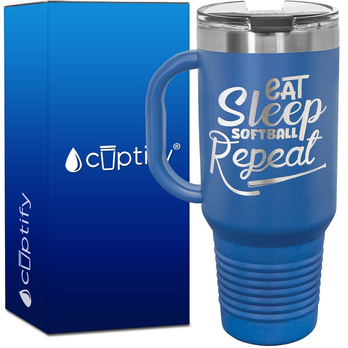 Eat Sleep Softball Repeat 40oz Softball Travel Mug