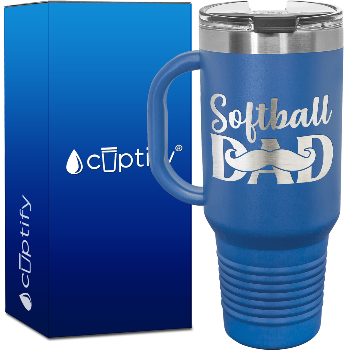 Softball Dad Mustache 40oz Softball Travel Mug