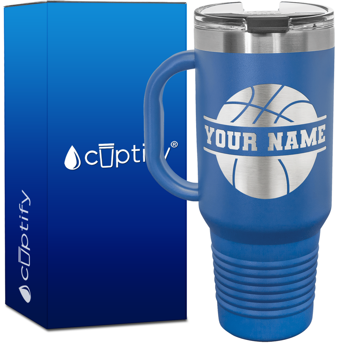 Personalized Basketball 40oz Basketball Travel Mug