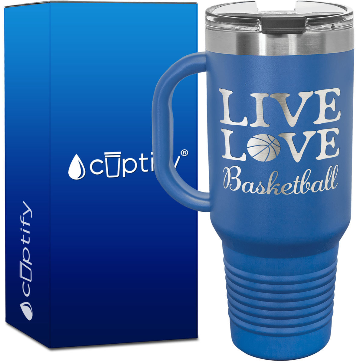 Live Love Basketball 40oz Basketball Travel Mug