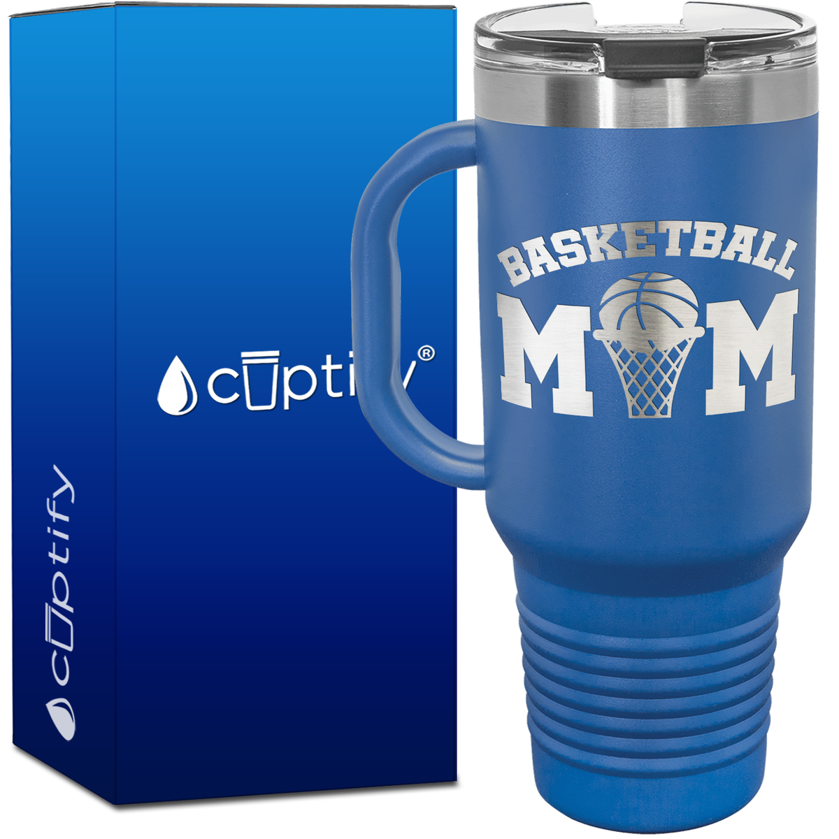 Basketball Mom Ball and Net 40oz Basketball Travel Mug