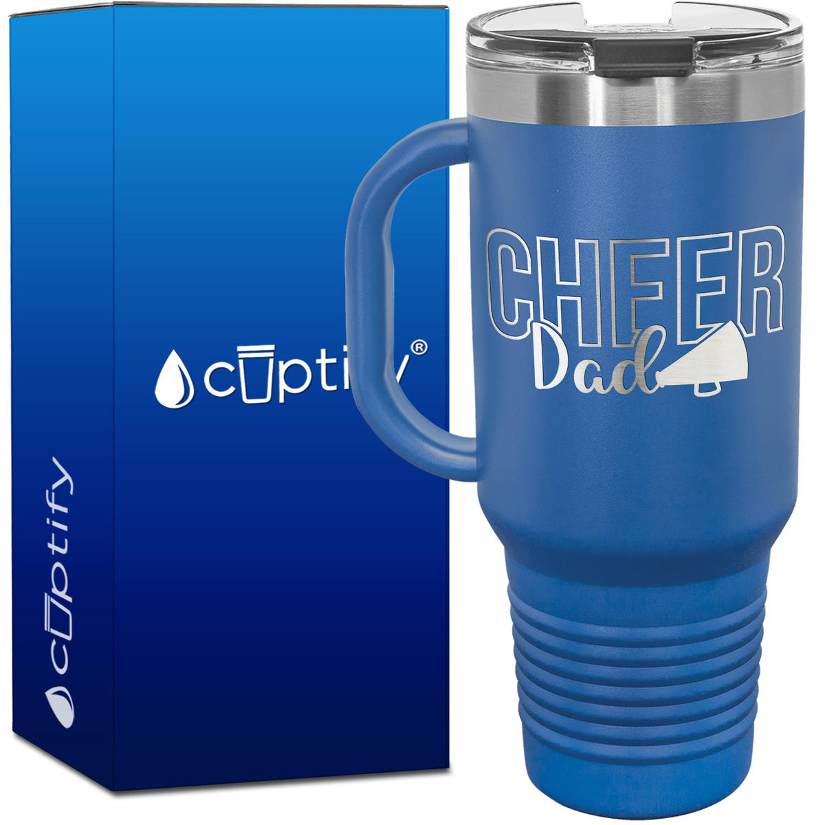Cheer Dad Megaphone Solid 40oz Cheer Travel Mug