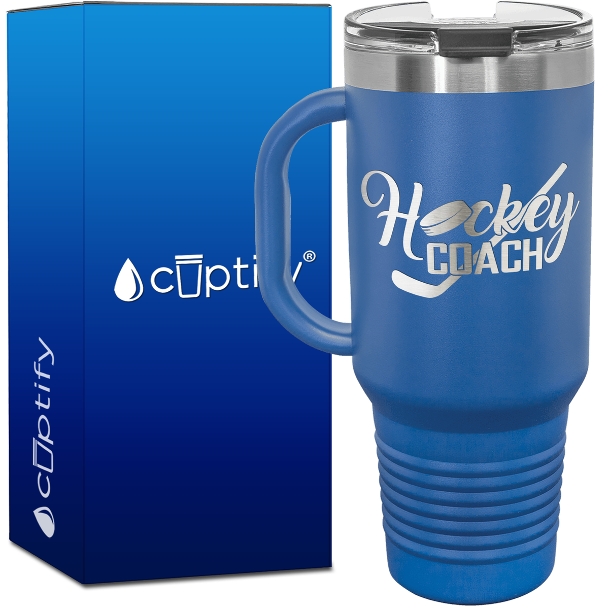 Hockey Coach Puck and Stick 40oz Coach Travel Mug