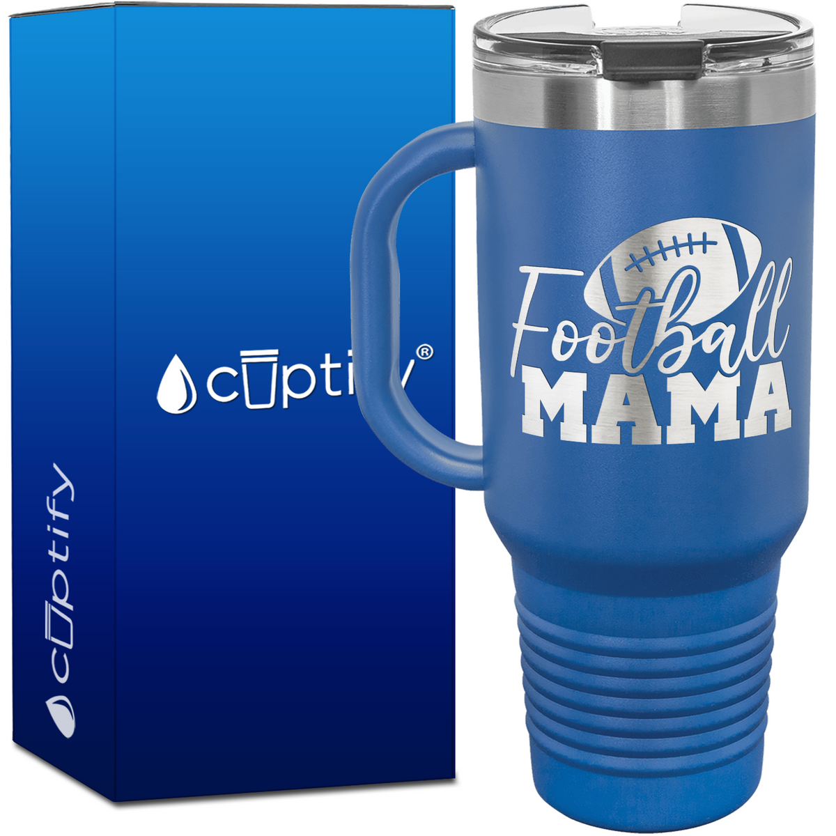 Football Mama with Football 40oz Football Travel Mug