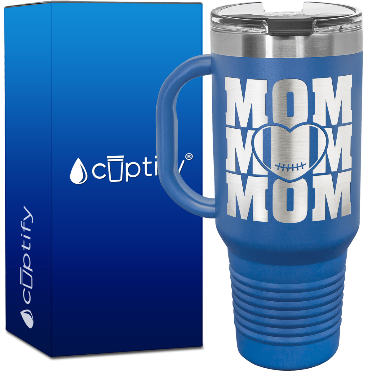 Mom Mom Mom Football 40oz Football Travel Mug