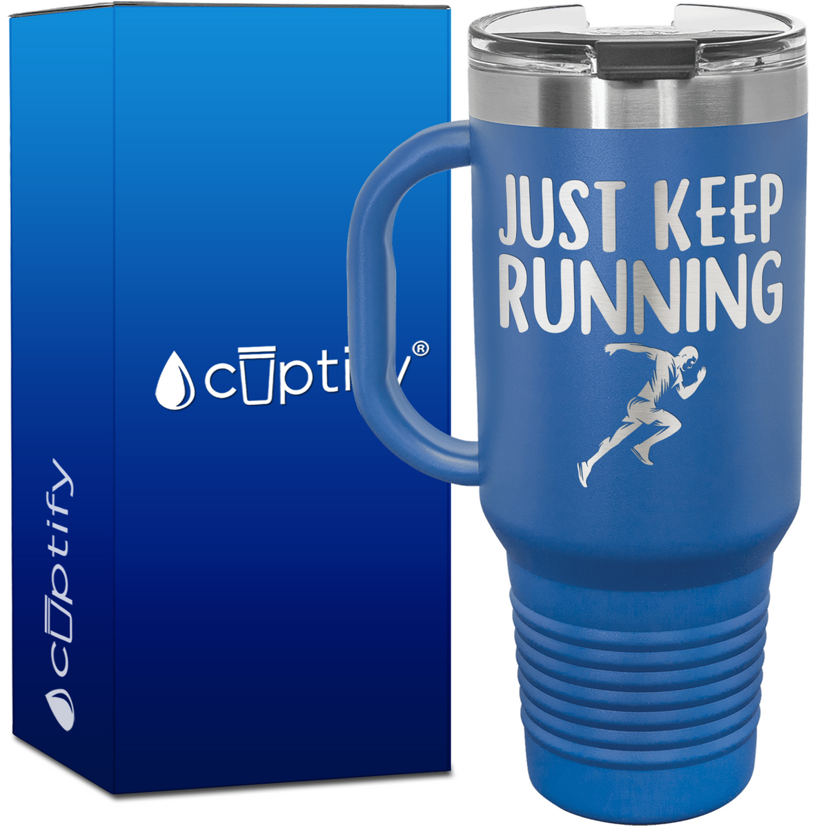 Just Keep Running Silhouette 40oz Running Travel Mug