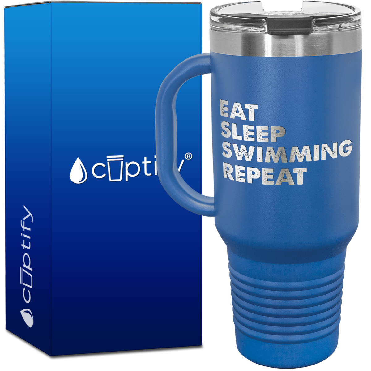 Eat Sleep Swimming Repeat 40oz Swimming Travel Mug