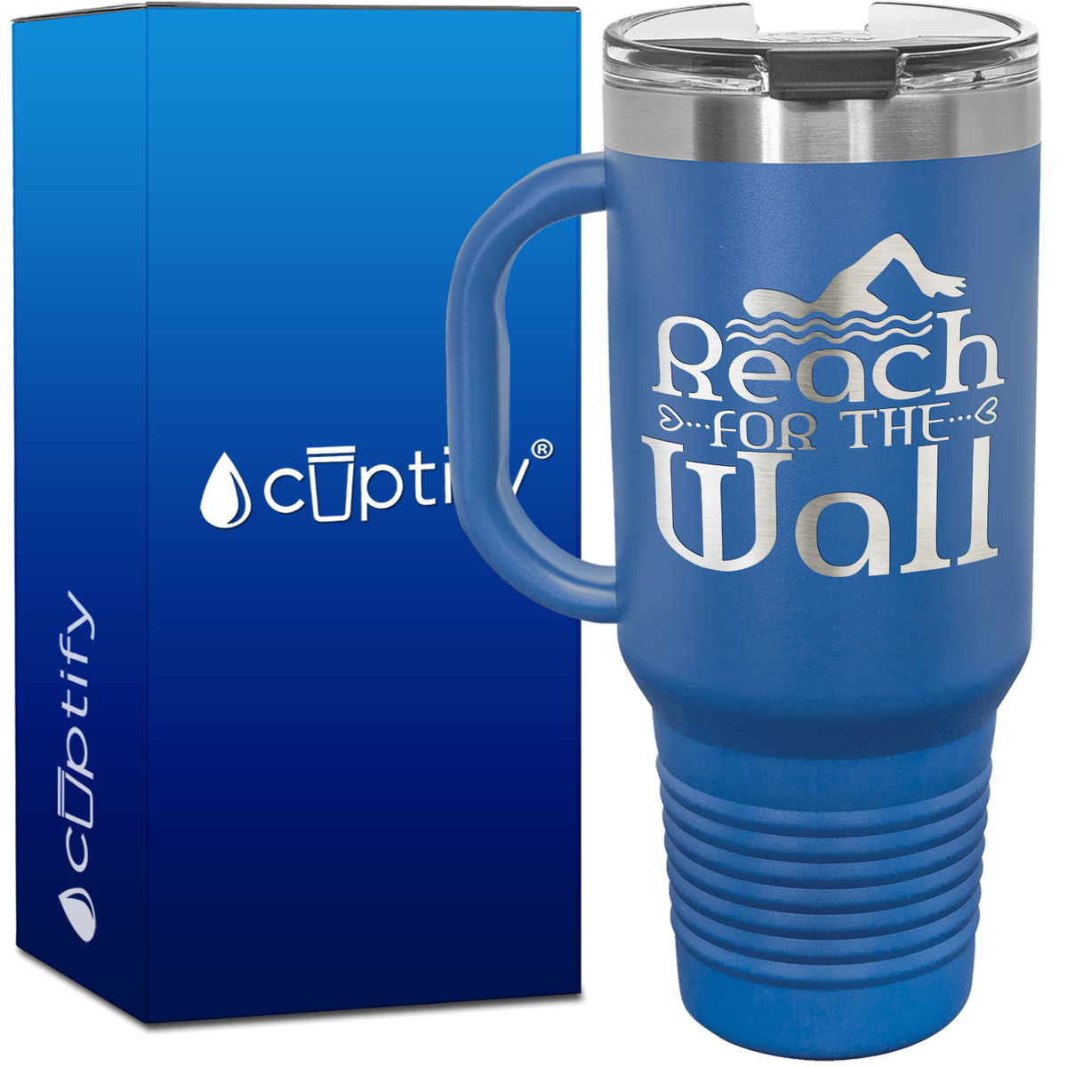 Reach for the Wall with Swimmer 40oz Swimming Travel Mug