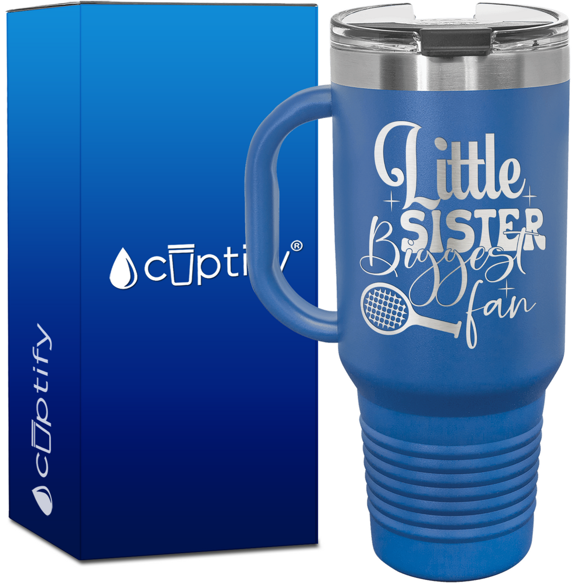 Little Sister Biggest Fan Tennis 40oz Tennis Travel Mug