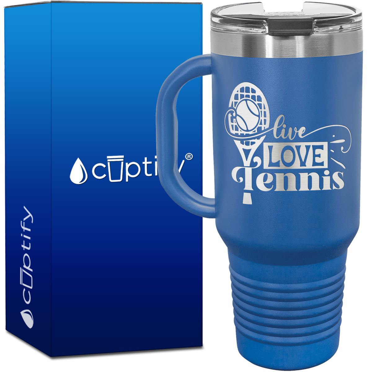 Live Love Tennis with Racket 40oz Tennis Travel Mug