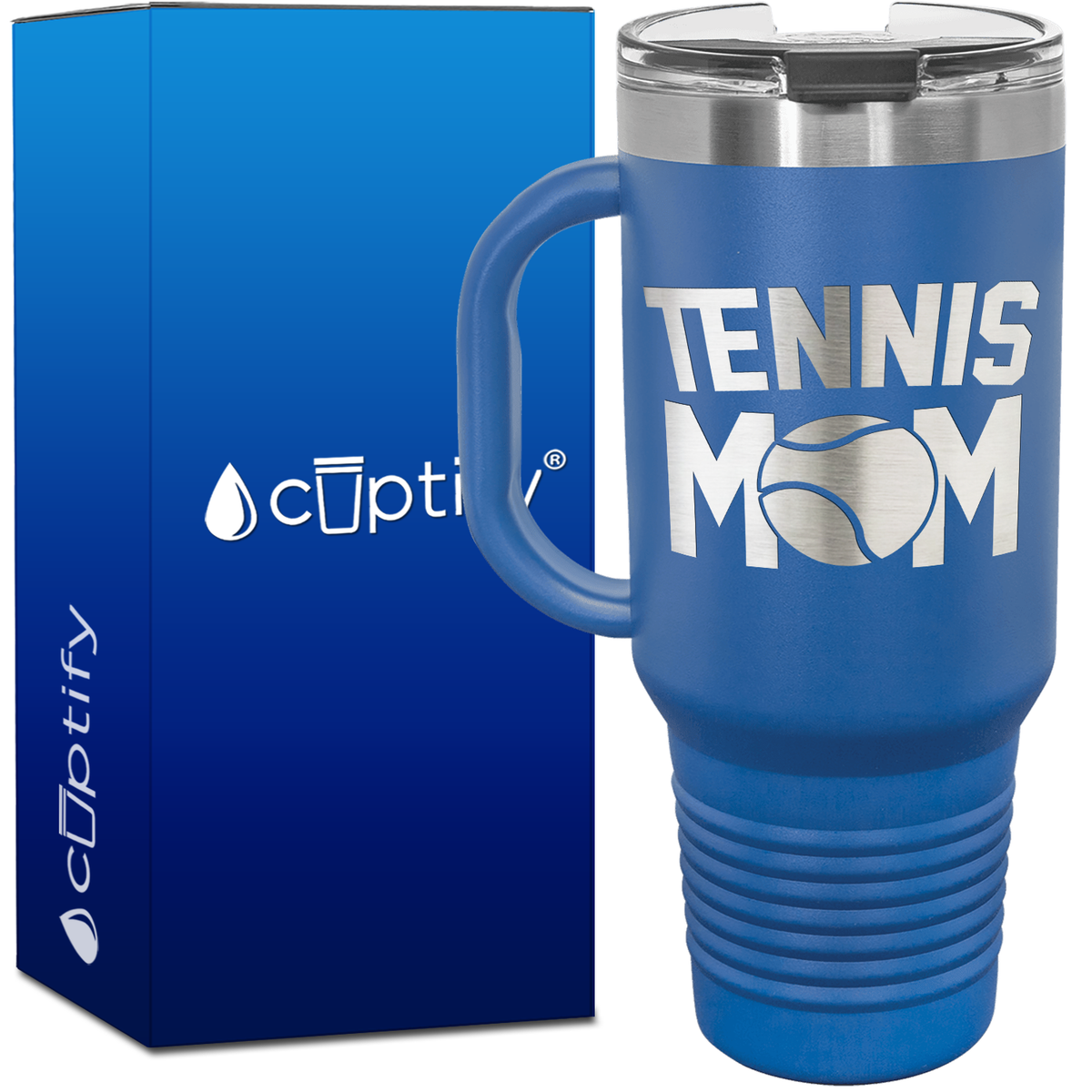 Tennis Mom with Ball 40oz Tennis Travel Mug