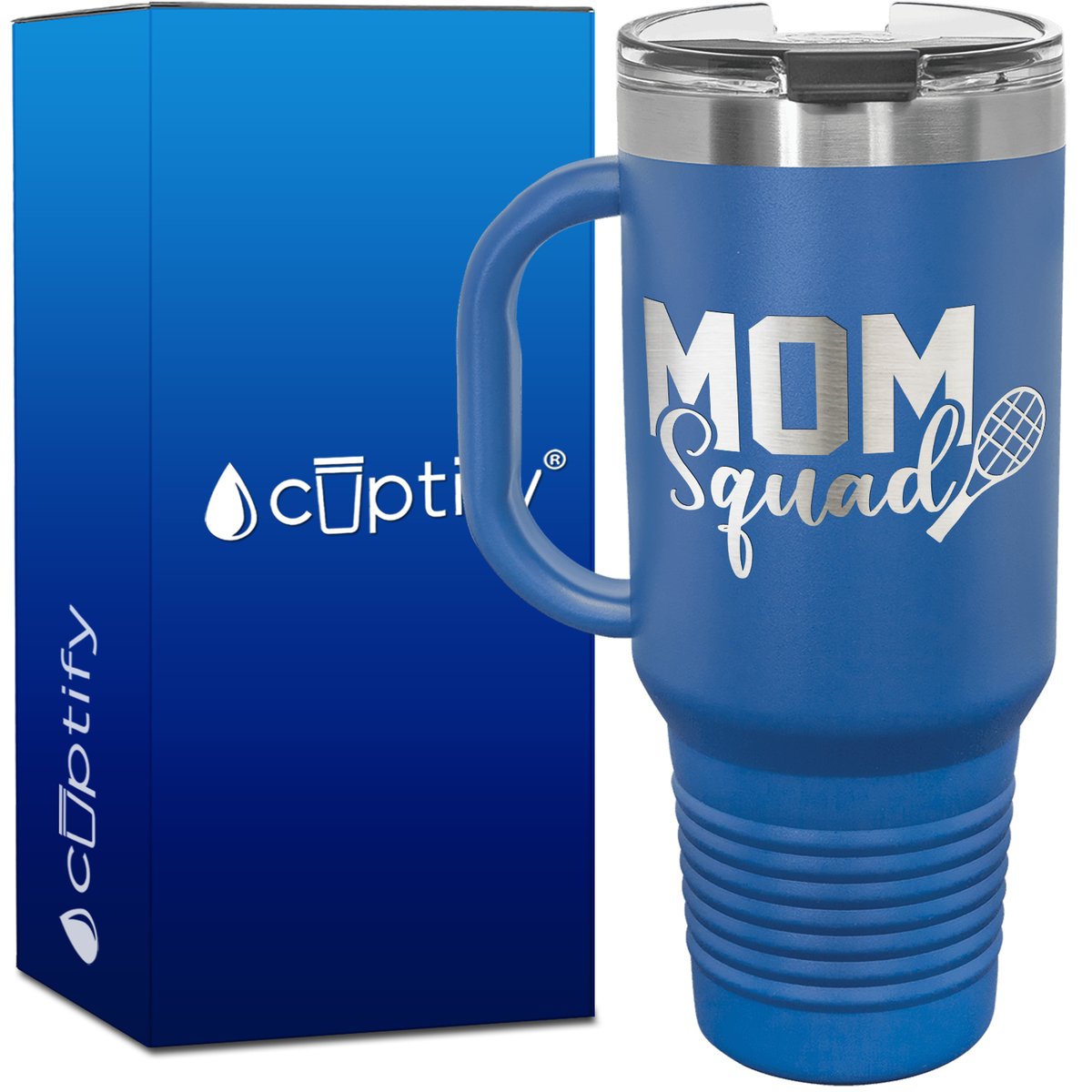 Mom Squad Tennis with Racket 40oz Tennis Travel Mug