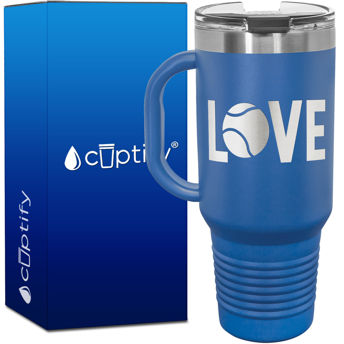 Tennis Love with Ball 40oz Tennis Travel Mug