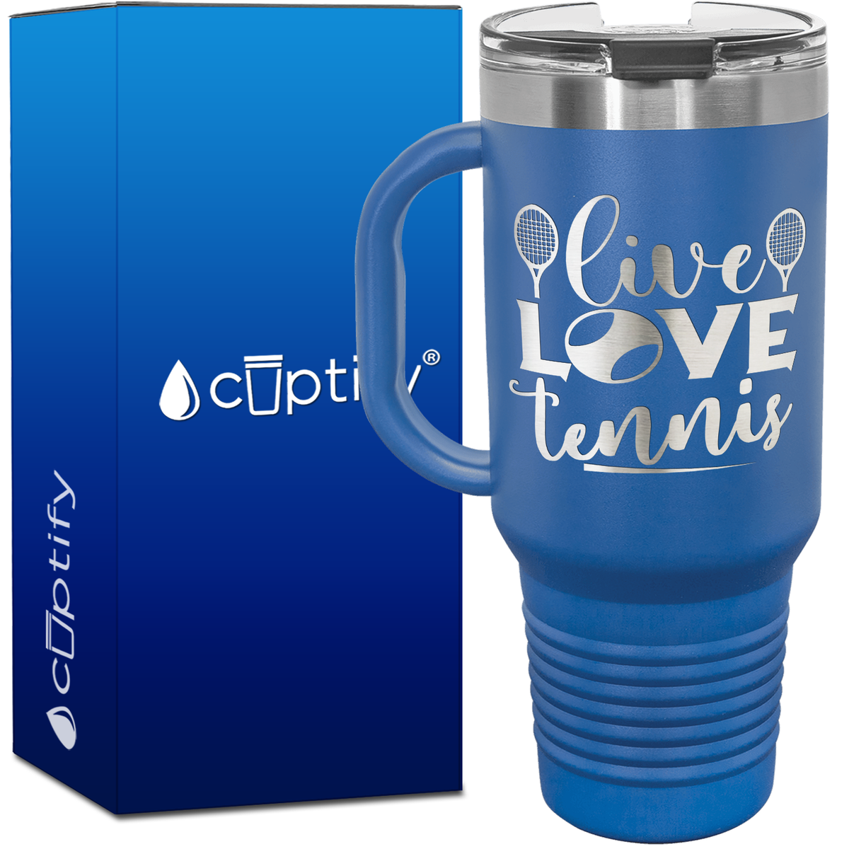 Live Love Tennis with Rackets 40oz Tennis Travel Mug