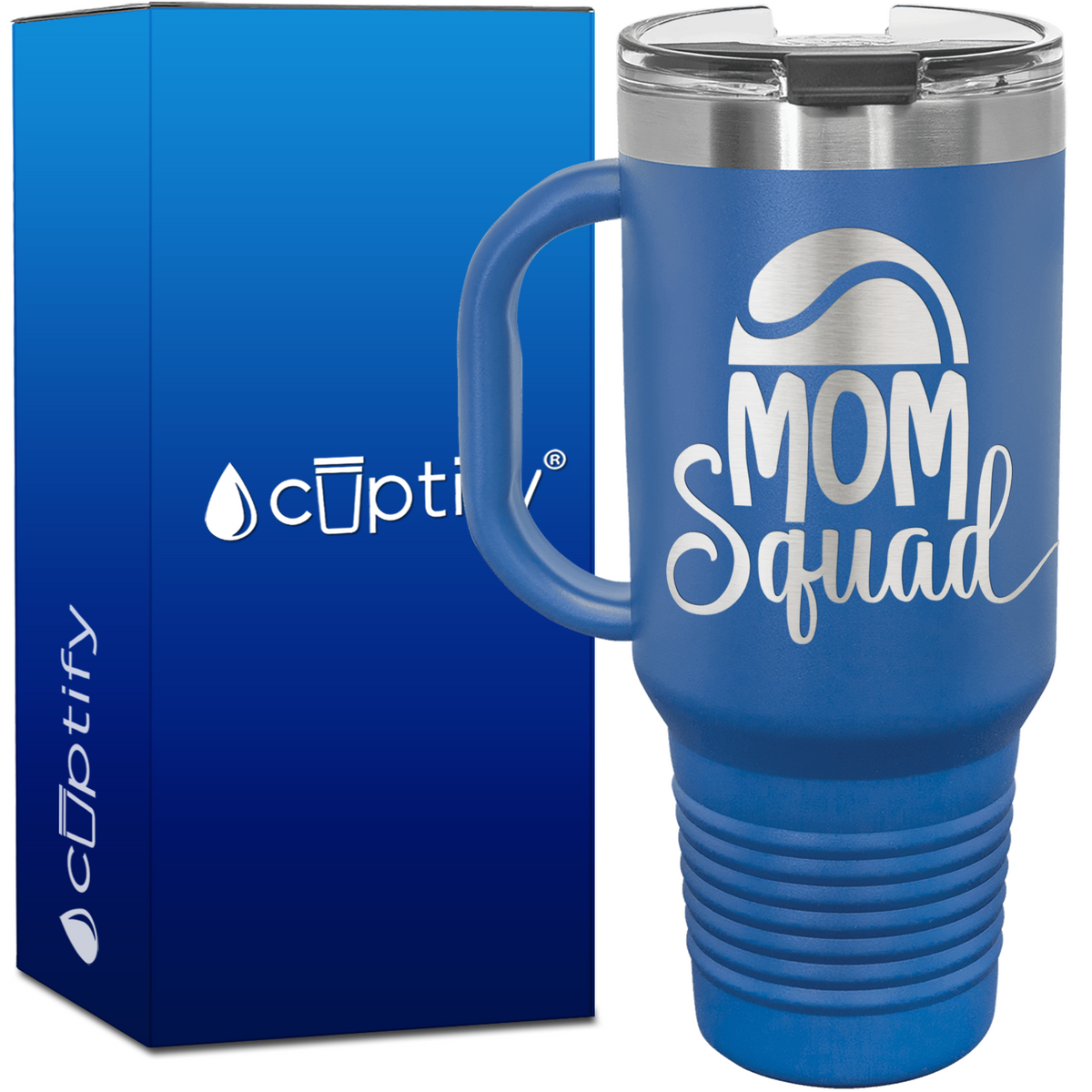Mom Squad Tennis with Half Ball 40oz Tennis Travel Mug