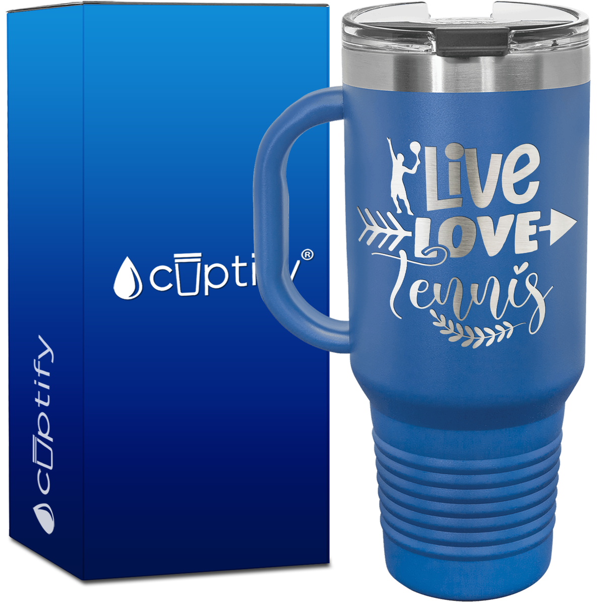 Live Love Tennis with Silhouette 40oz Tennis Travel Mug