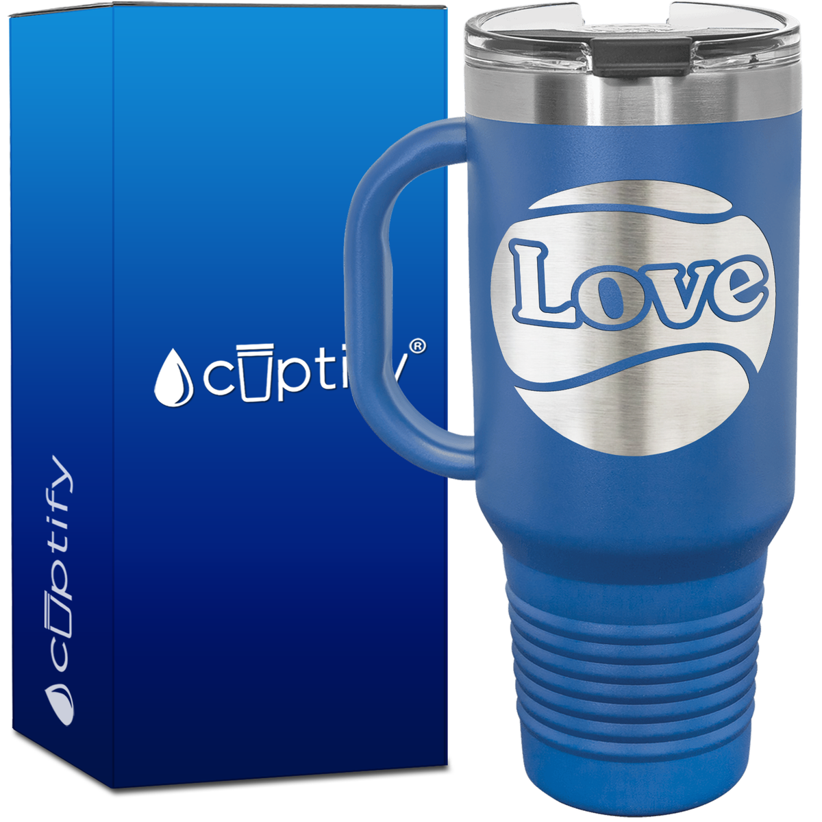 Love Tennis Ball Silhouette 40oz Tennis Travel Mug