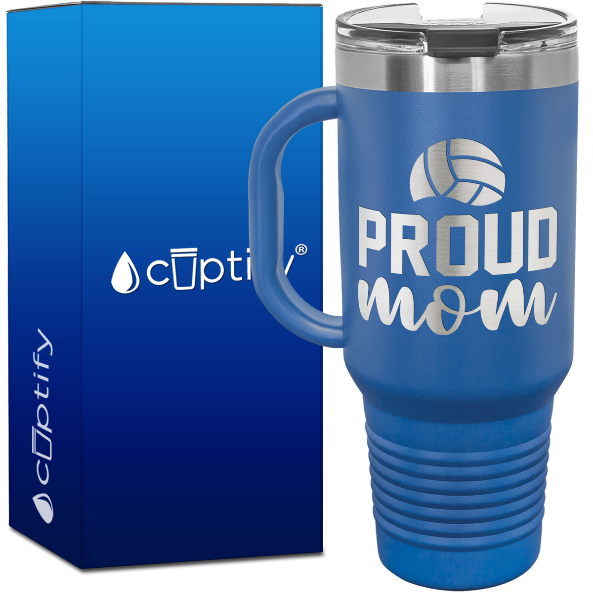 Proud Mom 40oz Volleyball Travel Mug