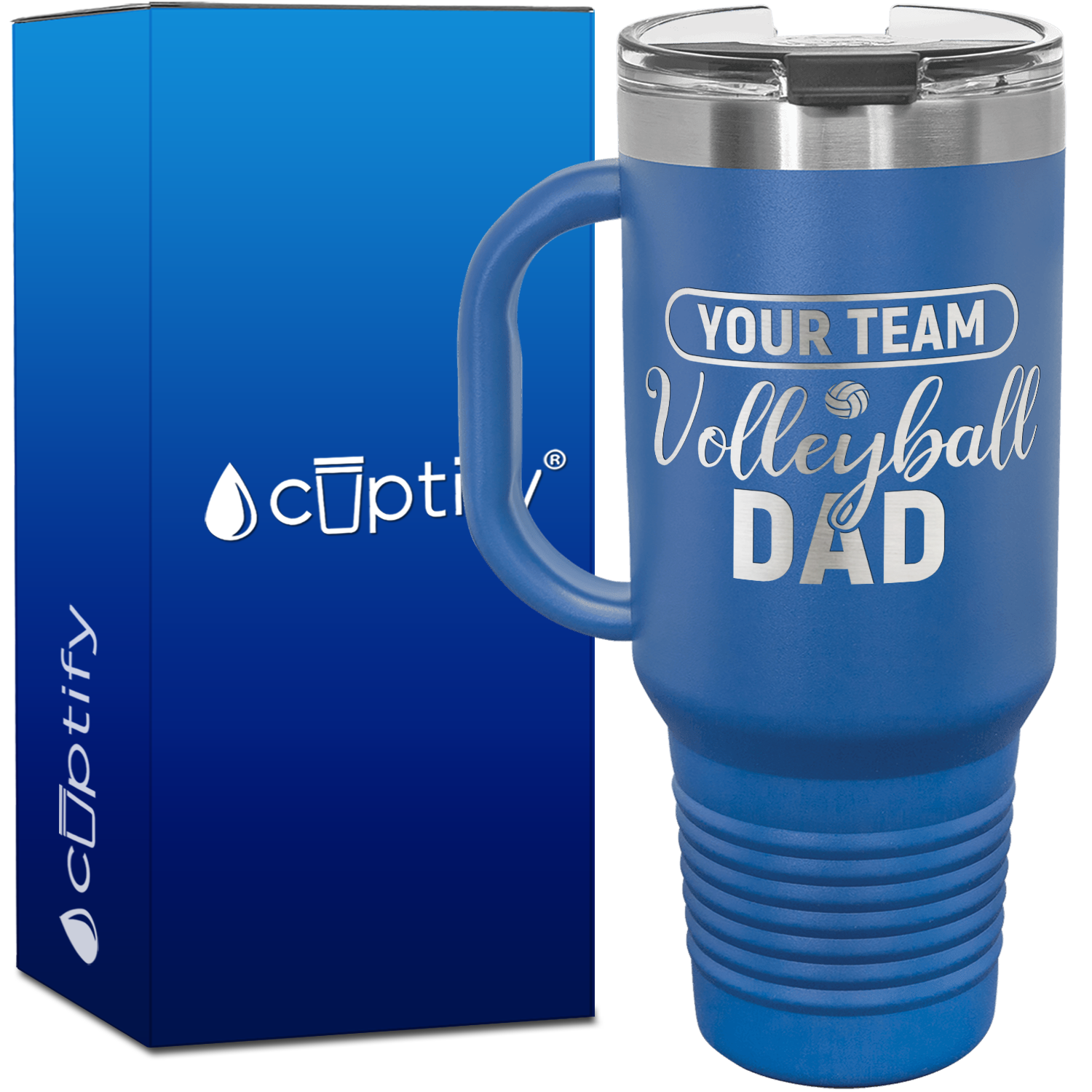 Personalized Team Name Volleyball Dad 40oz Volleyball Travel Mug
