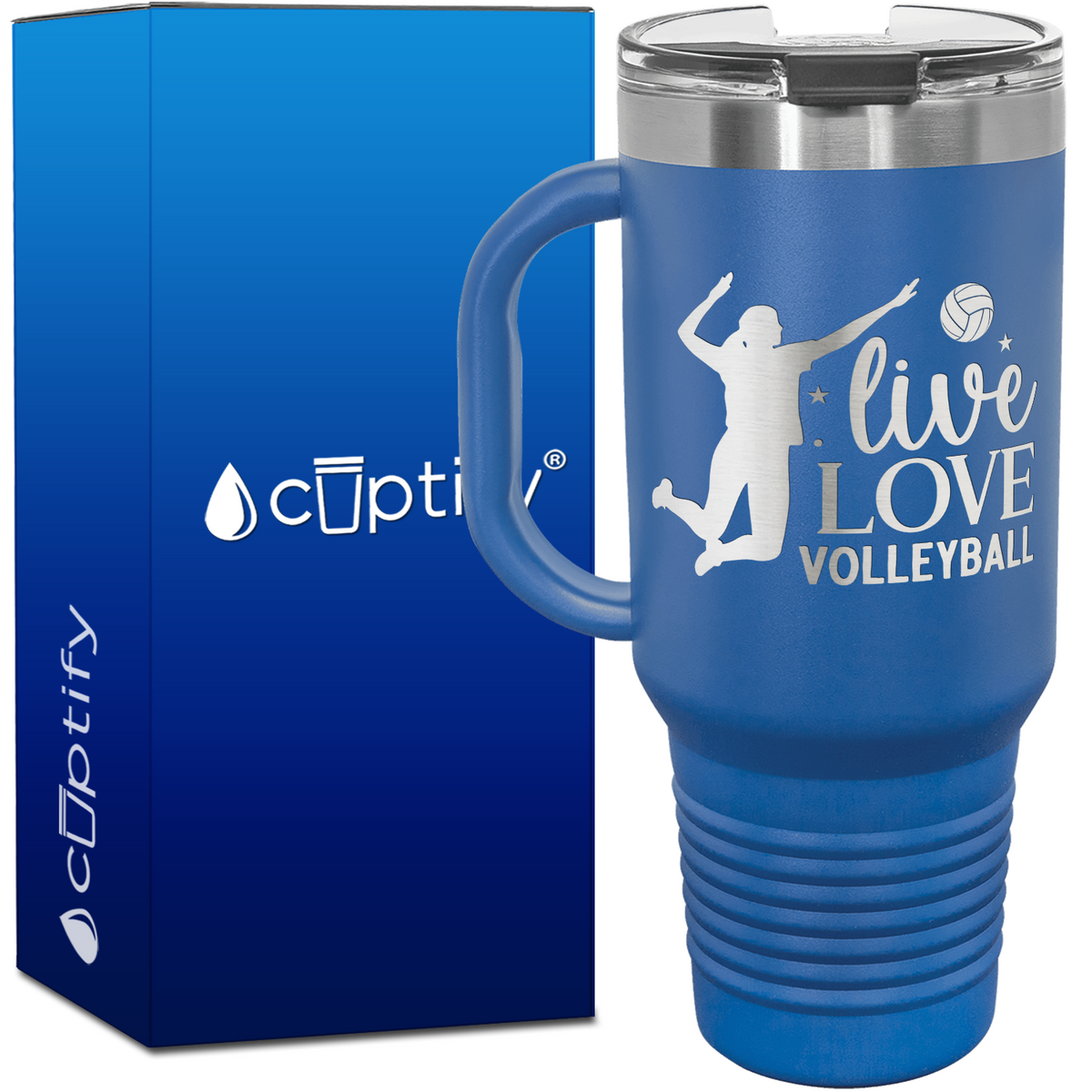 Live Love Volleyball 40oz Volleyball Travel Mug
