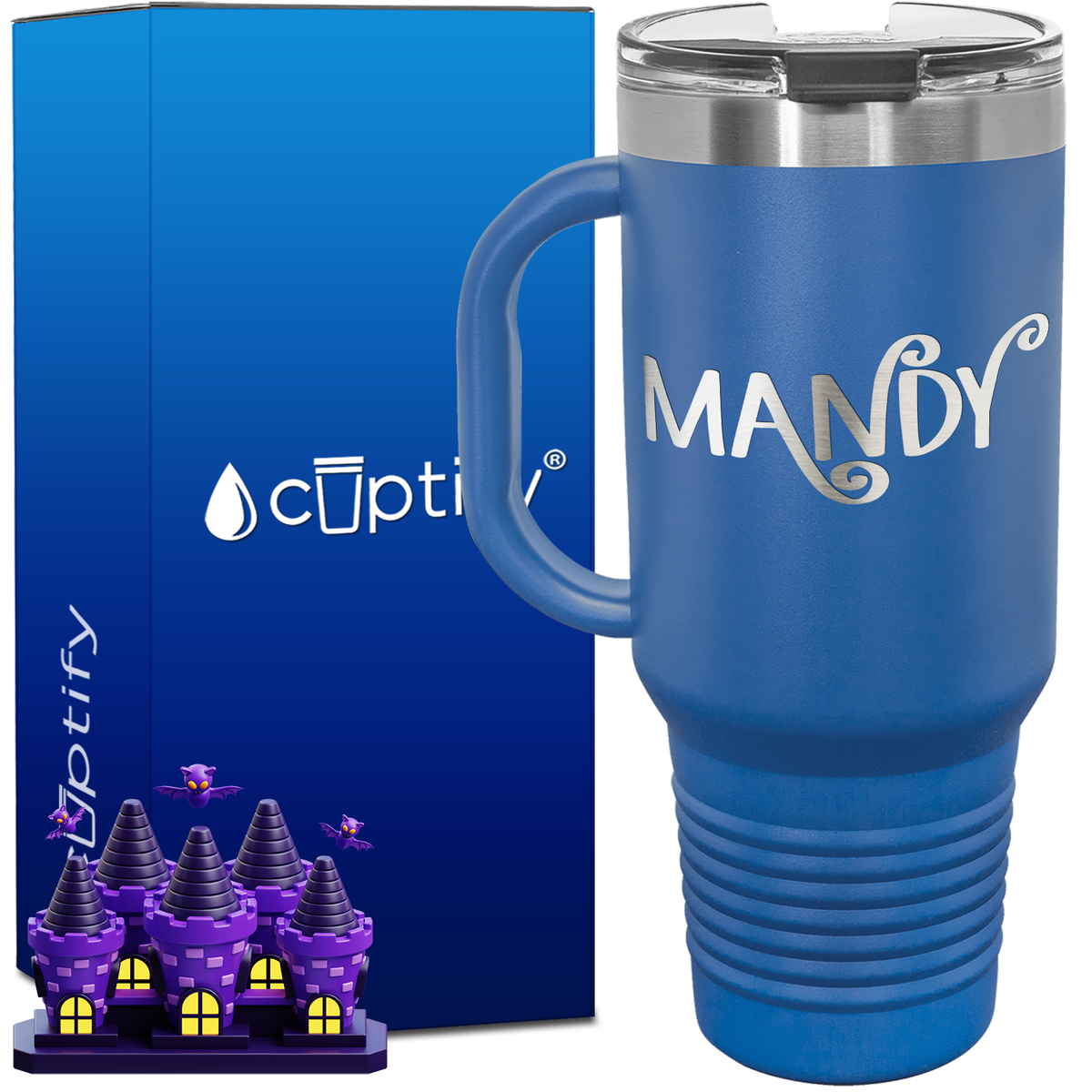 Personalized Curly Spooky Font Style 40oz Halloween Travel Mug