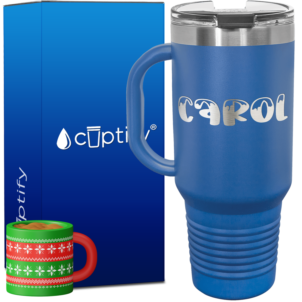 Personalized Frosty Font Style 40oz Christmas Travel Mug