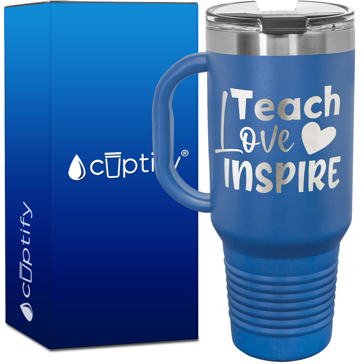 Teach Love Inspire with Heart 40oz Teacher Travel Mug