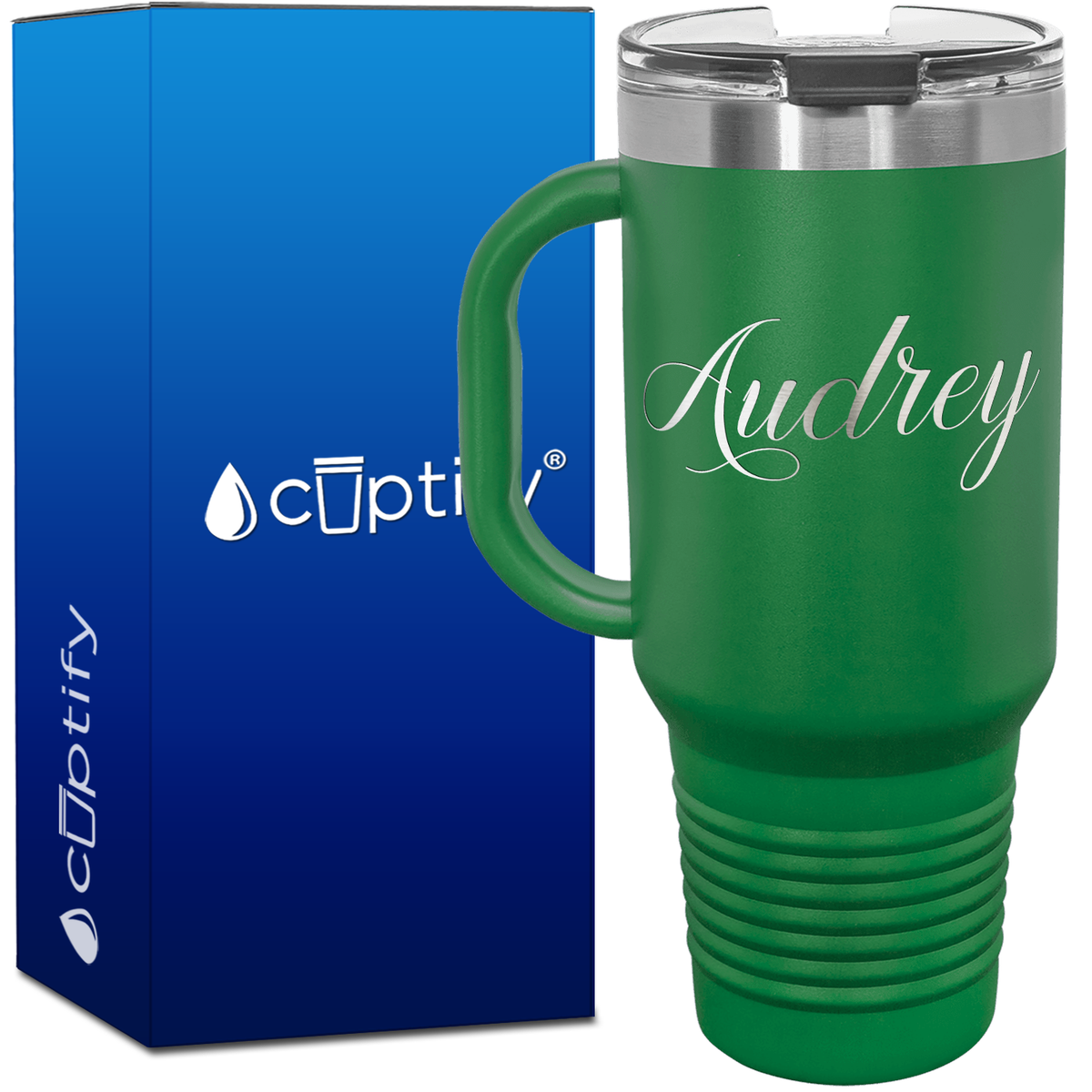 Personalized Audrey Font Style 40oz Personalized Travel Mug