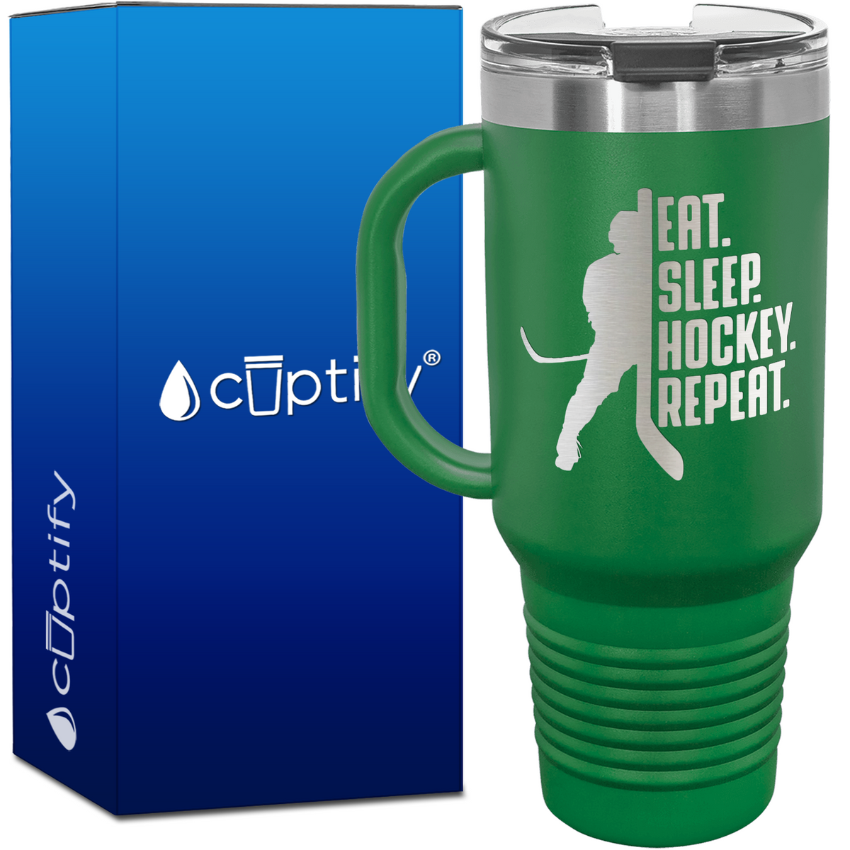 Eat. Sleep. Hockey. Repeat. 40oz Travel Mug