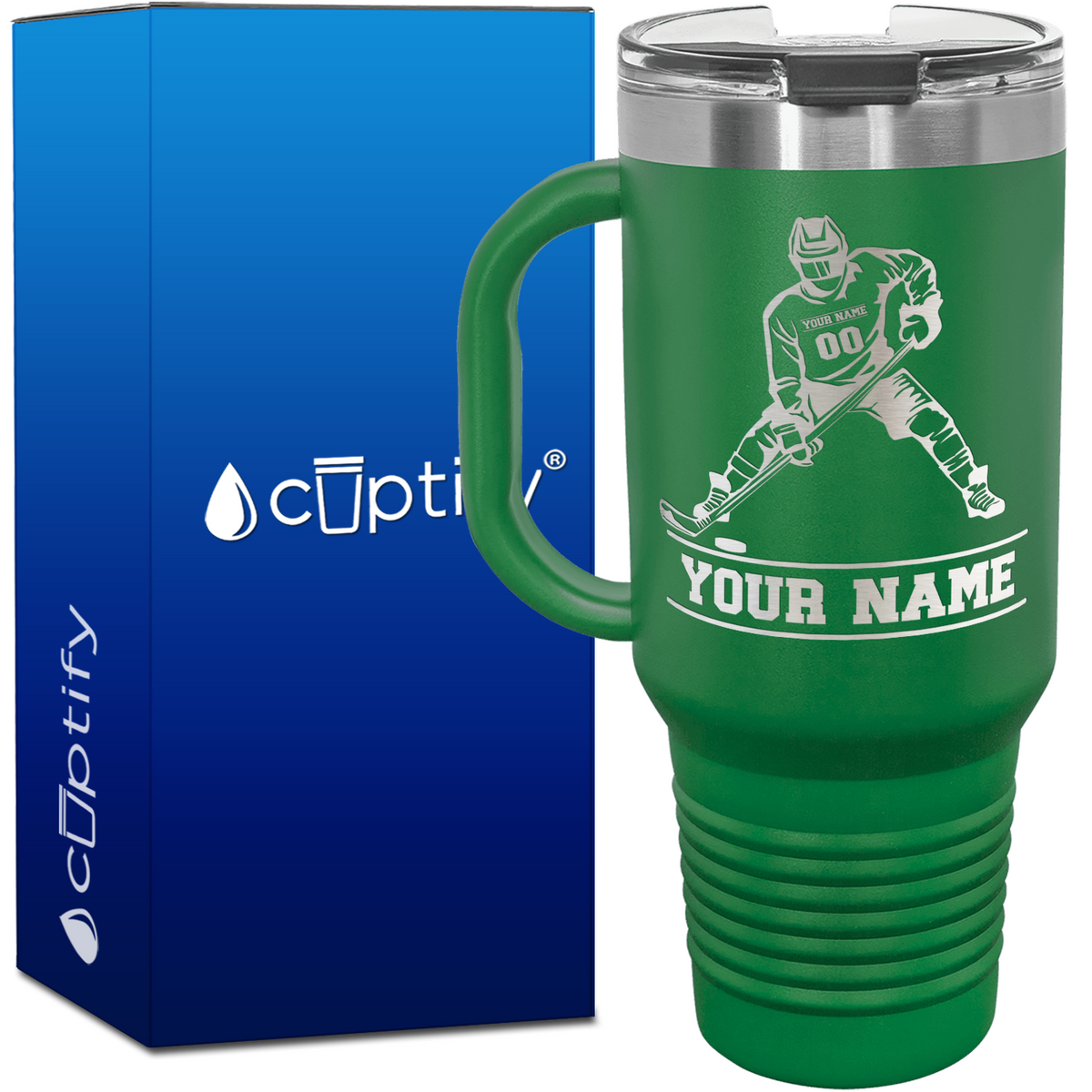 Personalized Hockey Player 40oz Hockey Travel Mug