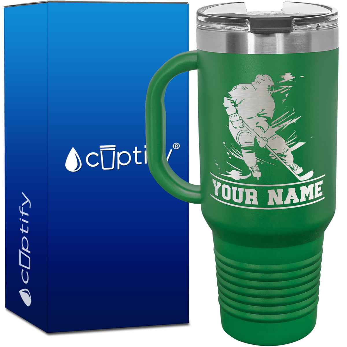 Personalized Skating Hockey Player.40oz Travel Mug