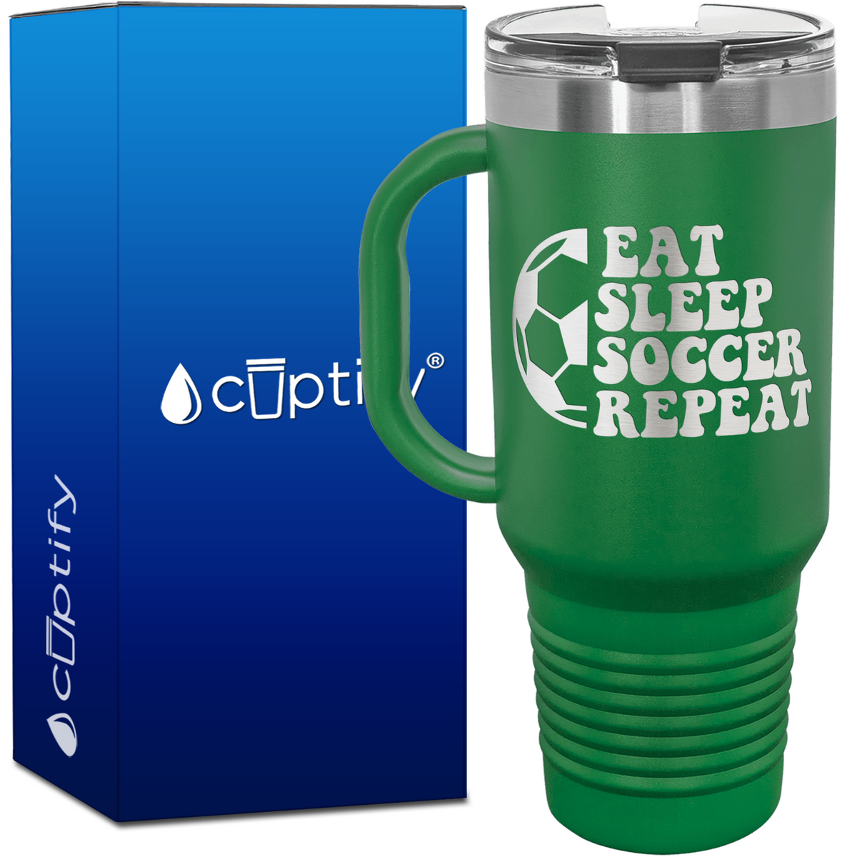Eat Sleep Soccer Repeat Soccer Ball 40oz Soccer Travel Mug