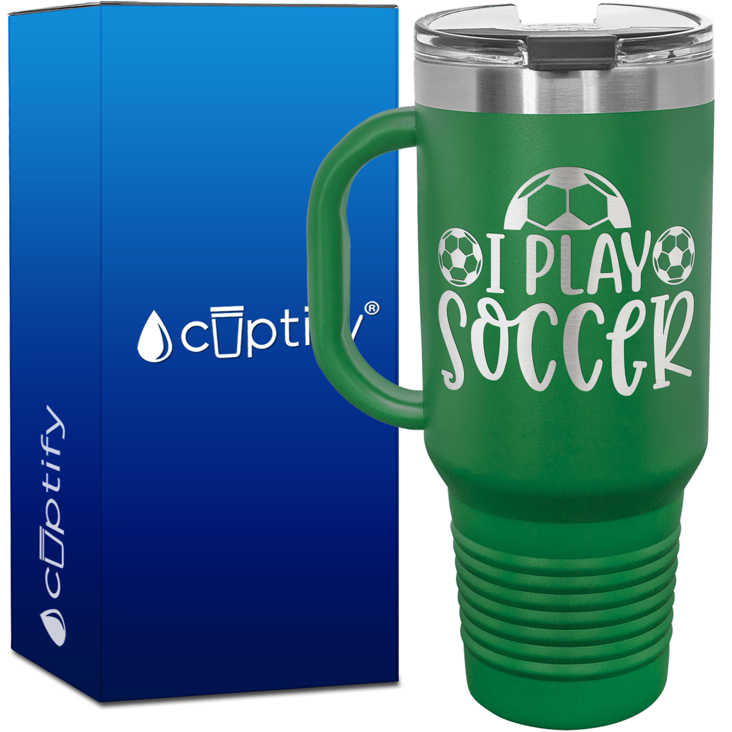 I Play Soccer 40oz Soccer Travel Mug
