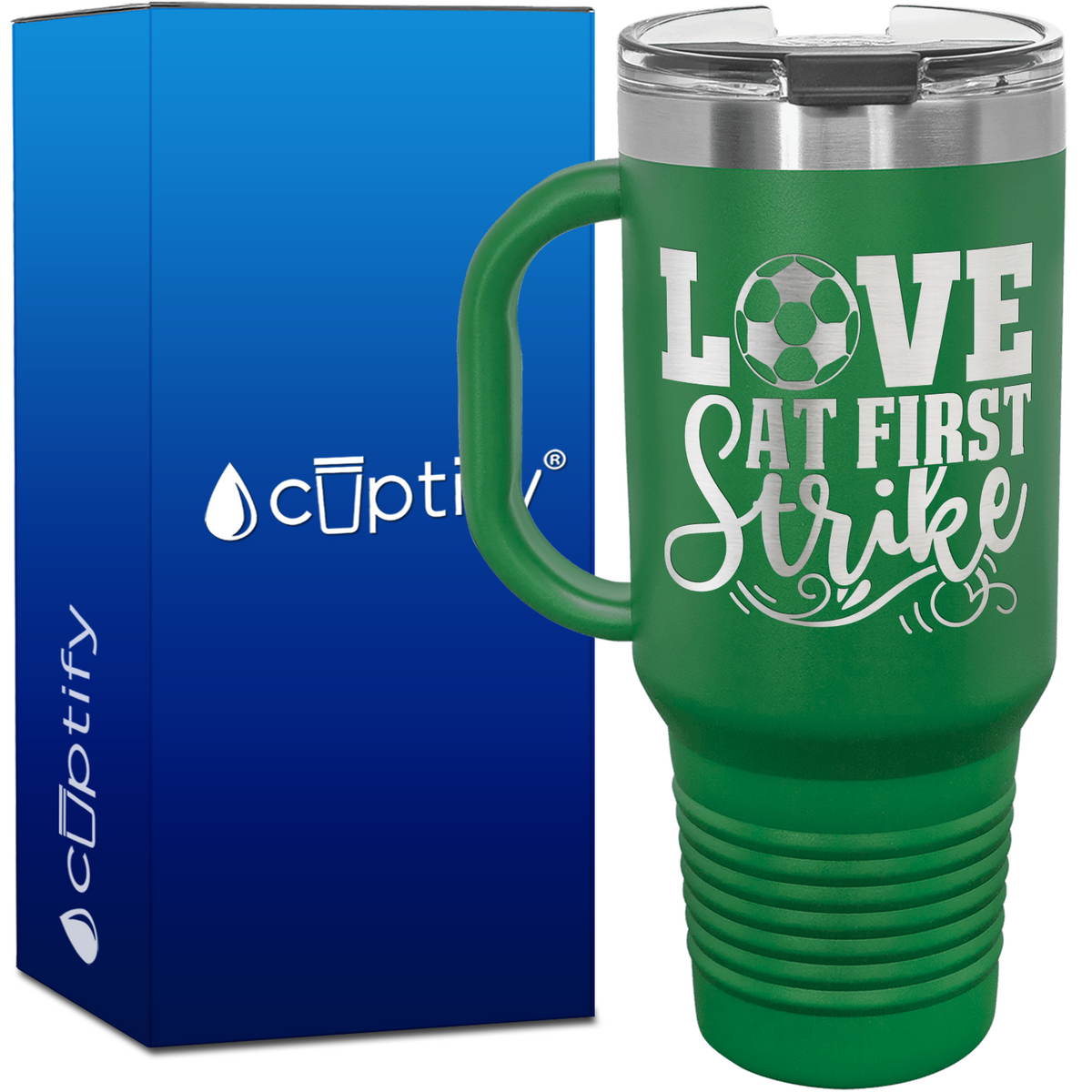 Love at First Strike 40oz Soccer Travel Mug