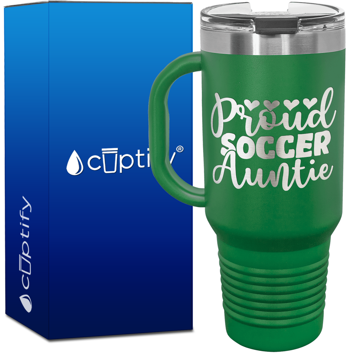 Proud Soccer Auntie  40oz Soccer Travel Mug