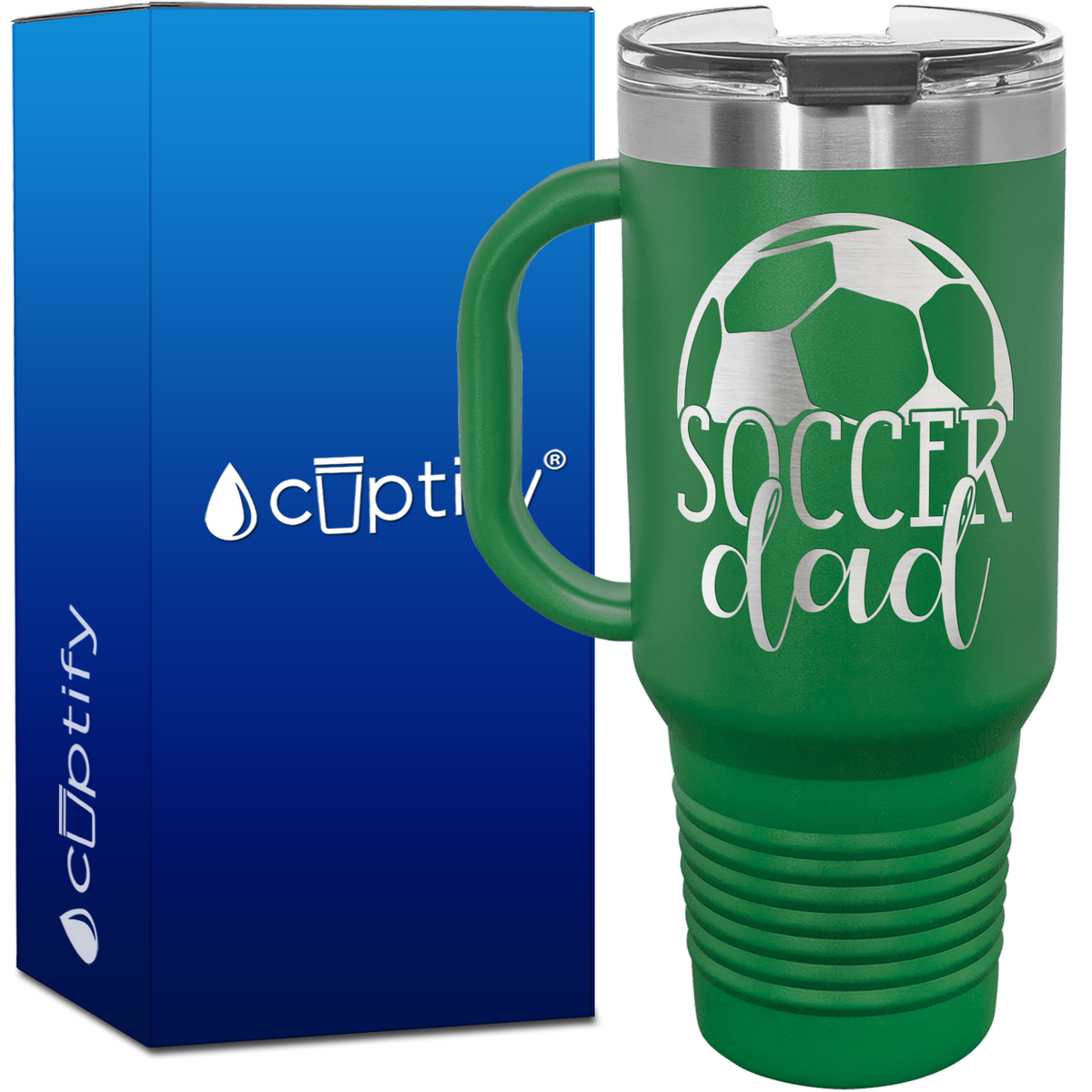 Soccer Dad with Ball on Top 40oz Soccer Travel Mug