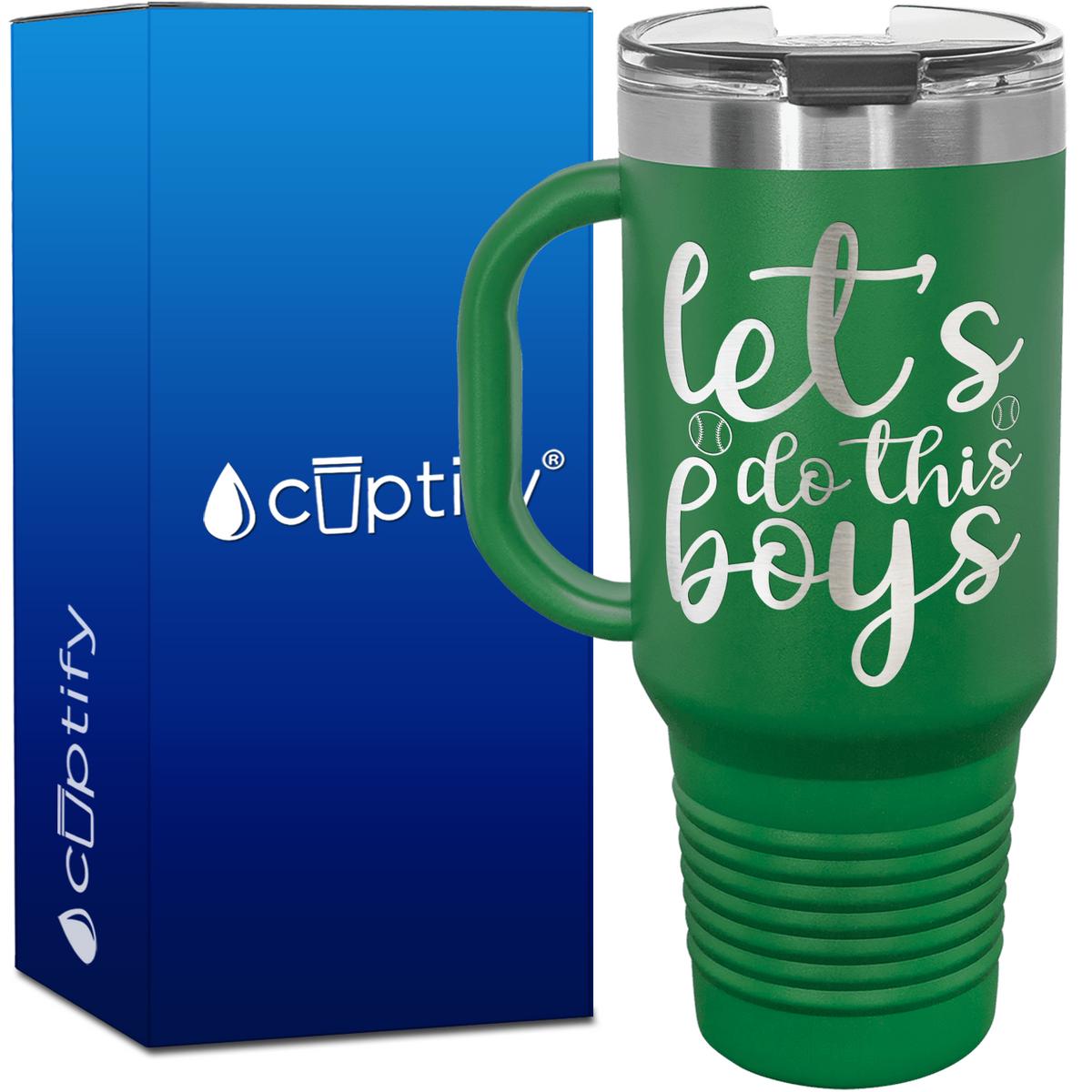 Let's Do This Boys Baseball 40oz Baseball Travel Mug