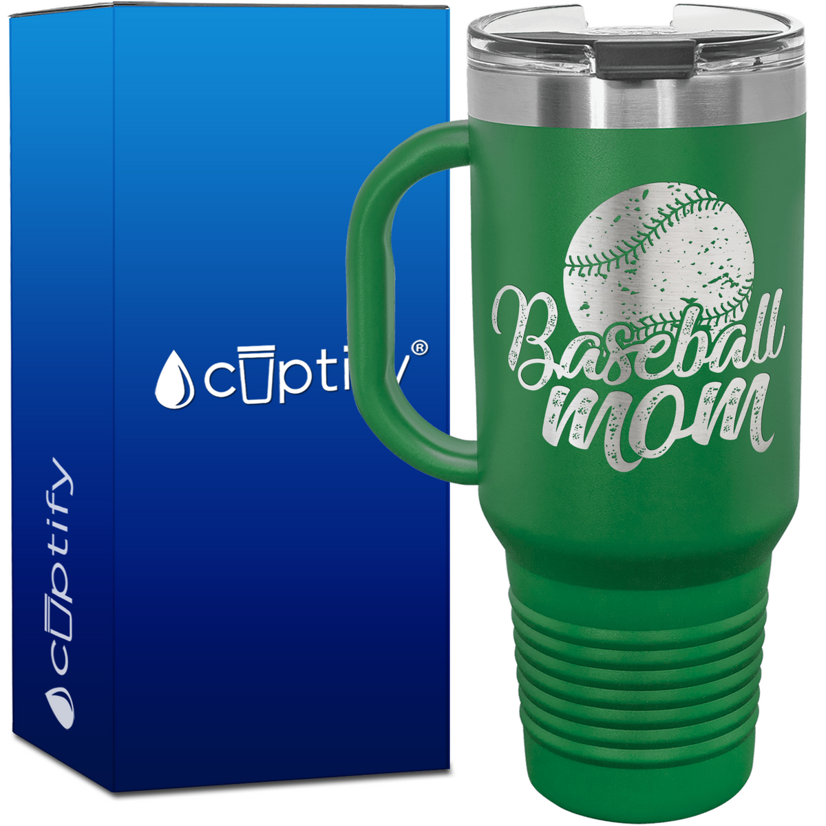 Baseball Mom Distressed 40oz Baseball Travel Mug