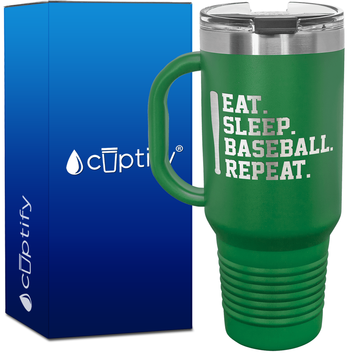 Eat. Sleep. Baseball. Repeat. Bat 40oz Baseball Travel Mug