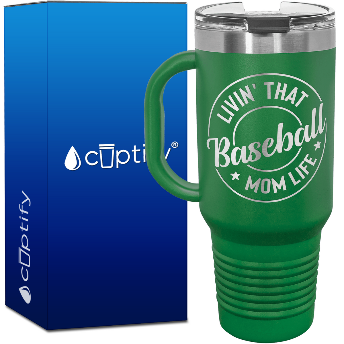 Livin' That Baseball Mom Life Circle 40oz Baseball Travel Mug