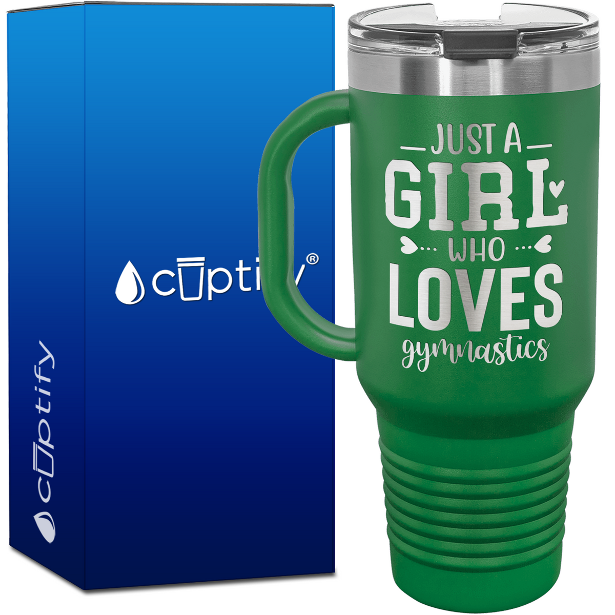 Just a Girl Who Loves Gymnastics Heart 40oz Gymnastics Travel Mug