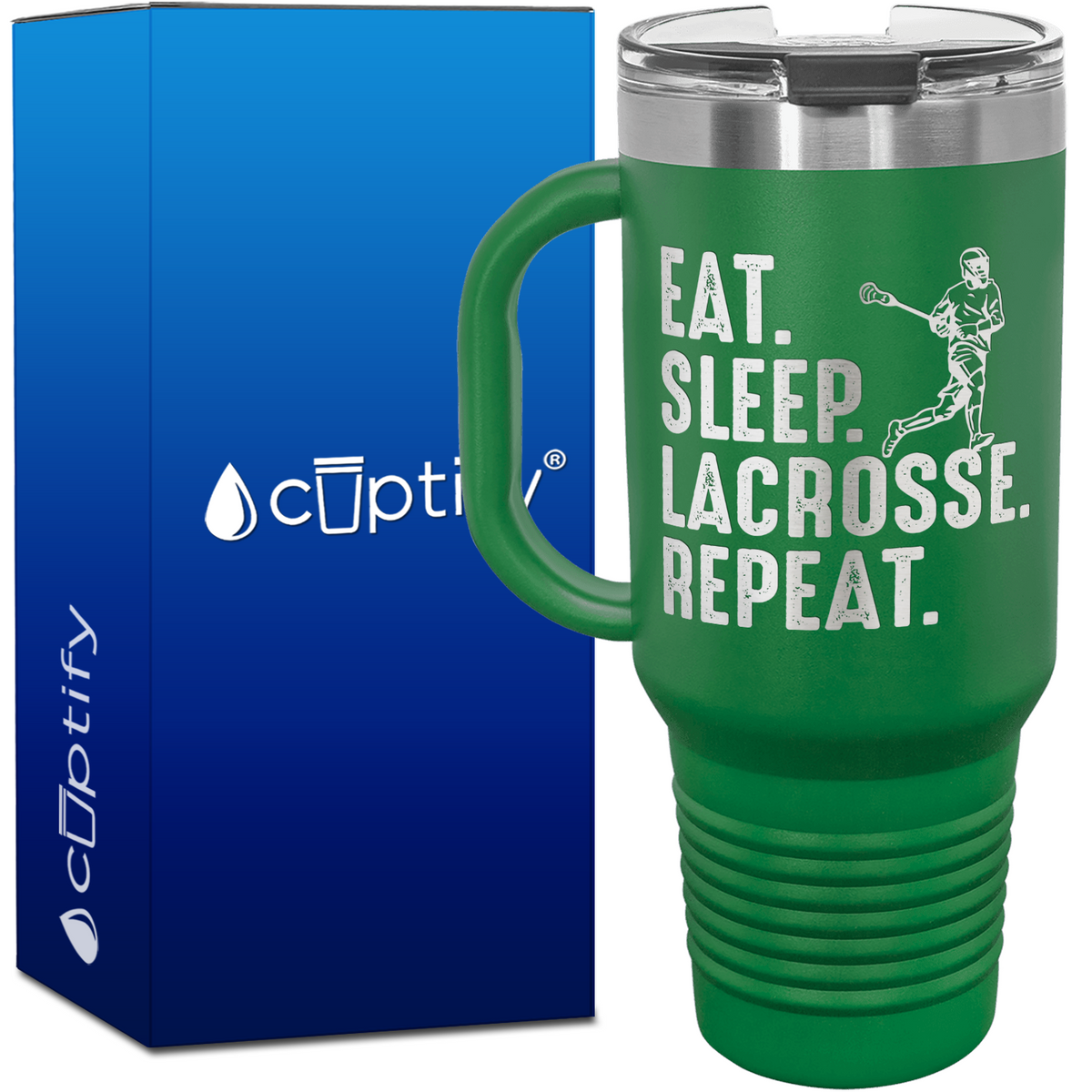 Eat. Sleep. Lacrosse. Repeat. 40oz Lacrosse Travel Mug